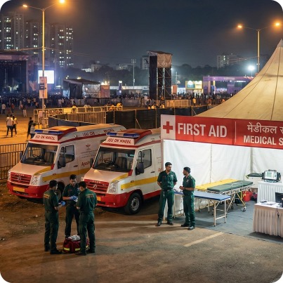 Medical support team at a large scale event in India